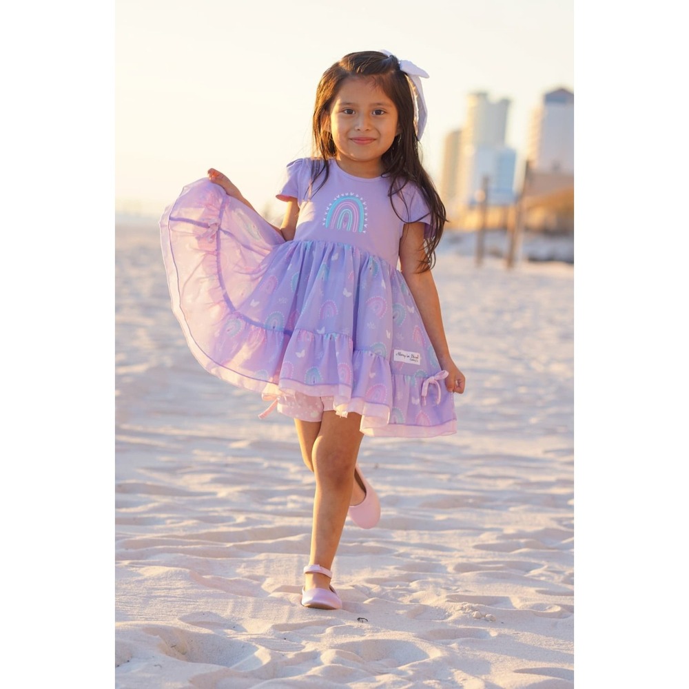 NWT Always in Bloom‎ Girls Boutique Rainbow Lavender Pink Aqua Dress size 10
